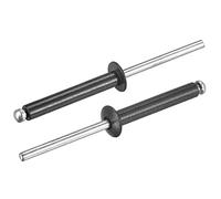 sourcing map Lot de 50 rivets aveugles en aluminium, 4 mm x 25 mm, tête ronde plate pour joindre une plaque métallique, noir