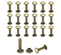sourcing map Lot de 50 rivets en cuir, rivets à double capuchon de 6 mm, clous tubulaires en métal de 12 mm de hauteur pour réparation et décoration de vêtements, chaussures, sacs, ceintures, bronze