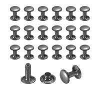 sourcing map Lot de 50 rivets en cuir, rivets à double capuchon de 8 mm, clous tubulaires en métal de 10 mm de hauteur pour réparation et décoration de vêtements, chaussures, sacs, ceintures, noir
