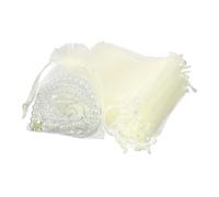sourcing map Lot de 50 sacs cadeaux en organza avec cordon de serrage de 7,9 x 8,9 cm, petites pochettes cadeaux de mariage, pour Noël, anniversaire, mariage, friandises, bougies, beige