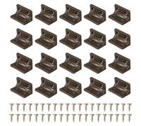 sourcing map Lot de 50 supports en L en plastique de 38,1 x 22,3 mm, grand support carré en forme de L, angle droit de 90 degrés avec vis pour étagères, armoire, chaise, tiroir, clôture, marron