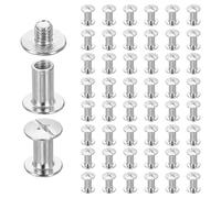 sourcing map Lot de 50 vis Chicago M5 x 10 mm 12 mm de long en métal Phillips - Rivets à clous - Vis de liaison pour bricolage, ceinture en cuir, sac, loisirs créatifs, reliure - Blanc