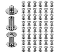 sourcing map Lot de 50 vis Chicago M5 x 10 mm x 12 mm de long en métal Phillips clous rivets vis de liaison vis pour bricolage cuir ceinture sac artisanat reliure noir pistolet