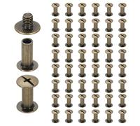 sourcing map Lot de 50 vis Chicago M5 x 12 mm 14 mm de long en métal Phillips Rivets à clous Vis à clous rivets de liaison Vis de liaison Vis pour bricolage cuir ceinture sac artisanat reliure Bronze