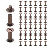 sourcing map Lot de 50 vis Chicago M5 x 15 mm x 17 mm de long en métal Phillips Rivets à clous Vis à tige Vis de liaison Vis de liaison Vis pour DIY Cuir Ceinture Sac Artisanat Reliure Livre Rouge