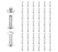 sourcing map Lot de 50 vis Chicago M5 x 19 mm 21 mm de long en métal Phillips - Rivets à clous - Vis à tige pour bricolage en cuir, ceinture, sac, loisirs créatifs, reliure - Blanc