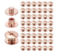 sourcing map Lot de 50 vis Chicago M5 x 4 mm 6 mm de long en métal Phillips clous rivets vis de liaison vis de liaison vis pour bricolage cuir ceinture sac artisanat reliure livre or rose