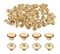 sourcing map Lot de 50 vis Chicago M5 x 4 mm en métal à tête cruciforme pour travaux manuels, ceinture, sac, loisirs créatifs, reliure de livres, ton doré