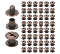 sourcing map Lot de 50 vis Chicago M5 x 5 mm 7 mm de long en métal Phillips - Rivets à clous - Vis de liaison pour bricolage, cuir, ceinture, sac, loisirs créatifs, reliure de livres, cuivre rouge