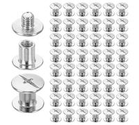 sourcing map Lot de 50 vis Chicago M5 x 6 mm 8 mm de longueur en métal Phillips clous rivets vis à tige vis de liaison vis pour bricolage cuir ceinture sac artisanat reliure, blanc