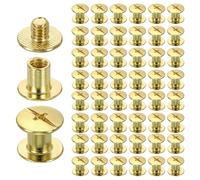 sourcing map Lot de 50 vis Chicago M5 x 6 mm 8 mm de longueur en métal Phillips clous rivets vis à tige vis de liaison vis pour bricolage cuir ceinture sac artisanat reliure reliure or
