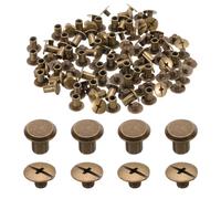 sourcing map Lot de 50 vis Chicago M5 x 6 mm en métal à tête cruciforme pour travaux manuels, ceinture, sac, loisirs créatifs, reliure, bronze
