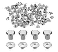 sourcing map Lot de 50 vis Chicago M5 x 8 mm en métal à tête cruciforme pour travaux manuels, ceinture, sac, loisirs créatifs, reliure de livres, ton argenté