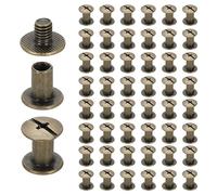 sourcing map Lot de 50 vis Chicago M5 x 8 mm x 10 mm de long en métal Phillips clous rivets vis de liaison vis pour bricolage cuir ceinture sac artisanat reliure, bronze