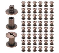 sourcing map Lot de 50 vis Chicago M5 x 8 mm x 10 mm de long en métal Phillips clous rivets vis de liaison vis pour bricolage cuir ceinture sac artisanat reliure rouge cuivre