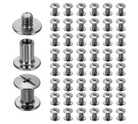 sourcing map Lot de 50 vis Chicago M5 x 8 mm x 10 mm de long en métal Phillips clous rivets vis de liaison vis pour bricolage cuir ceinture sac artisanat reliure noir pistolet