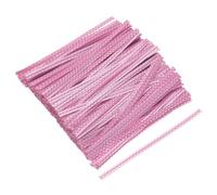 sourcing map Lot de 500 attaches torsadées en plastique métallique pour attacher du pain, des bonbons, des biscuits, des sacs cadeaux, loisirs créatifs, rose à pois blancs