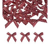 sourcing map Lot de 52 mini nœuds en ruban de 5,1 cm avec pois pour loisirs créatifs, couture, scrapbooking, décoration de mariage - Bordeaux