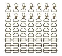 sourcing map Lot de 56 fermoirs pivotants avec anneaux en D et boucles coulissantes en métal de 20 mm, anneaux pivotants réglables en forme de D, pour sac à main, quincaillerie de couture, projets