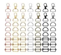 sourcing map Lot de 56 fermoirs pivotants avec anneaux en D et boucles coulissantes en métal de 20 mm, anneaux pivotants réglables rectangulaires pour sac à main, quincaillerie de couture, projets