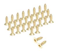 sourcing map Lot de 58 vis à bois cruciformes en laiton M4 x 10 mm, vis à bois plates cruciformes autotaraudeuses pour charnières de porte, travaux manuels en bois et projets de bricolage (doré, lot