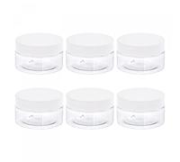 sourcing map Lot de 6 bocaux ronds en plastique avec couvercle à vis blanc, 80 ml, conteneurs vides transparents à large ouverture pour le rangement, l'organisation