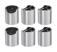 sourcing map Lot de 6 bouchons en plastique aluminisé, 20/410 bouchons de rechange durables pour bouteilles compressibles, bouteilles rechargeables, plastique, vide, shampooing, noir argenté