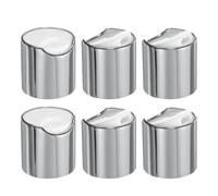 sourcing map Lot de 6 bouchons en plastique aluminisé, 24/410 bouchons à presser de rechange durables pour bouteilles compressibles, bouteilles rechargeables, plastique, vide, shampooing, blanc