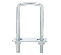 sourcing map Lot de 6 boulons en U carrés 50 mm de largeur intérieure 130 mm de long M8 en acier au carbone zingué avec écrous et plaques, pour remorque de bateau