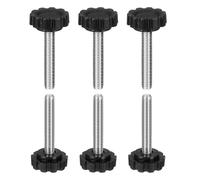 sourcing map Lot de 6 boutons moletés M6 x 35 mm (pas de 1 mm) - Filetage mâle - En acier au carbone - Vis de serrage filetées pour travail du bois - Noir