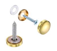 sourcing map Lot de 6 cache-vis, dôme en laiton pour miroir, vis décoratives pour panneaux publicitaires, matériel de construction, 16 mm de diamètre, or poli