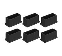 sourcing map Lot de 6 capuchons carrés en PVC pour pieds de chaise, 50 mm x 20 mm, noir