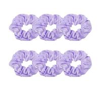 sourcing map Lot de 6 chouchous en satin pour cheveux solides et doux pour queue de cheval pour femmes et filles, différentes coiffures, cadeaux de fête de mariage, violet