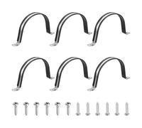 sourcing map Lot de 6 colliers de serrage de 108 mm, en acier inoxydable 304 avec revêtement en caoutchouc isolé, sangle de tuyau avec vis M4 x 20 mm pour installation de tuyau, noir