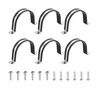 sourcing map Lot de 6 colliers de serrage de 74 mm, en acier inoxydable 304 avec revêtement en caoutchouc, sangle de tuyau avec vis M4 x 20 mm pour installation de tuyau, noir