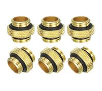 sourcing map Lot de 6 connecteurs mâle vers mâle G1/4" en aluminium souple pour système de refroidissement à eau d'ordinateur PC Doré