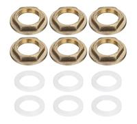 sourcing map Lot de 6 écrous de verrouillage en laiton pour raccords de tuyau, écrou de verrouillage hexagonal femelle G3/8", bride à trou unique avec rondelle en silicone pour évier de cuisine