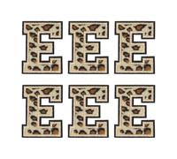 sourcing map Lot de 6 écussons brodés à coudre avec lettres E - Motif léopard - Pour réparation de vêtements, sac à dos, jeans - 47 mm