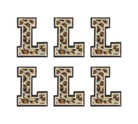 sourcing map Lot de 6 écussons brodés à coudre en forme de lettres de l'alphabet - Motif léopard - Pour réparation de vêtements, sac à dos, jeans - 46 mm