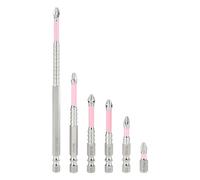 sourcing map Lot de 6 embouts de tournevis cruciformes PH2 6,35 mm + 5,1 cm + 6,6 cm + 7,1 cm + 8,9 cm + 15,2 cm (25 + 50 + 65 + 70 + 90 + 150 mm) Embouts magnétiques antidérapants en acier K5, rose