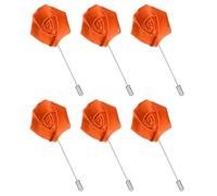 sourcing map Lot de 6 épingles à revers en forme de rose pour homme, broche en soie pour marié, affaires, mariage, costume, accessoires de tenue, orange