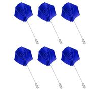 sourcing map Lot de 6 épingles à revers en forme de rose pour homme, broche en soie pour marié, affaires, costume de mariage, accessoires de tenue, bleu foncé