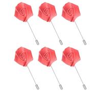 sourcing map Lot de 6 épingles à revers en forme de rose pour homme, broche en soie pour marié, affaires, costume de mariage, accessoires de tenue, rouge pastèque