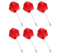 sourcing map Lot de 6 épingles à revers en forme de rose pour homme, broche en soie pour marié, affaires, mariage, costume, accessoires de tenue, rouge