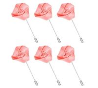 sourcing map Lot de 6 épingles à revers en forme de rose pour homme, broche en soie pour marié, affaires, costume de mariage, accessoires de tenue, rose foncé
