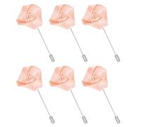 sourcing map Lot de 6 épingles à revers en forme de rose pour homme, broche en soie pour marié, affaires, costume de mariage, accessoires de tenue, rose clair