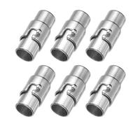 sourcing map Lot de 6 fermoirs magnétiques de 0,6 cm pour cordon en cuir, fermoirs et fermoirs magnétiques pour la fabrication de bijoux, fermoirs de bracelets, argenté