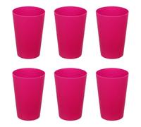 sourcing map Lot de 6 gobelets en plastique réutilisables incassables pour la maison, le bureau, l'extérieur, le restaurant, l'eau, le café, le lait, le jus, le thé, rose rouge - 250 ml