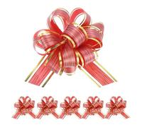 sourcing map Lot de 6 grands nœuds à tirer de 10,2 cm pour emballage cadeau, nœuds en ruban rouge pour Noël, fête, mariage, Saint-Valentin, cadeaux de décoration