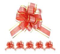 sourcing map Lot de 6 grands nœuds à tirer de 15,2 cm pour emballage cadeau, nœuds en ruban rouge pour Noël, fête, mariage, Saint-Valentin, cadeaux de décoration